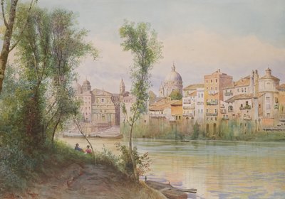 Vista del Porto di Ripetta dai Prati, Roma de Ettore Roesler Franz